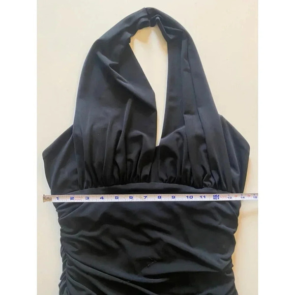 AGB Dress Black Halter Backless Sundress Asymmetrical Green Boho Patten Summer - Picture 8 of 16